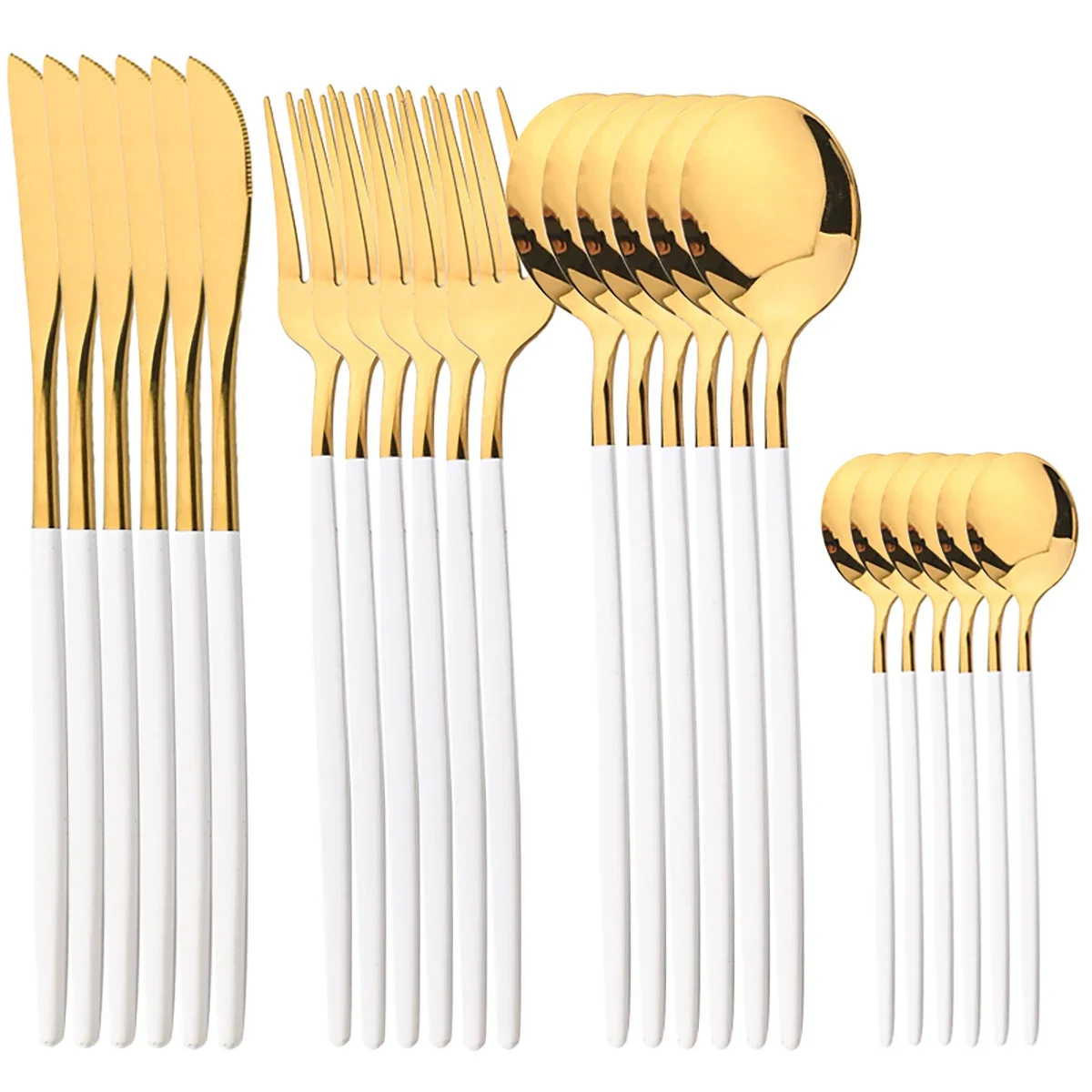 24 stücke Geschirr Set Edelstahl Geschirr Spiegel Abendessen Besteck Messer Obst Gabel Löffel Besteck Küche Set Image