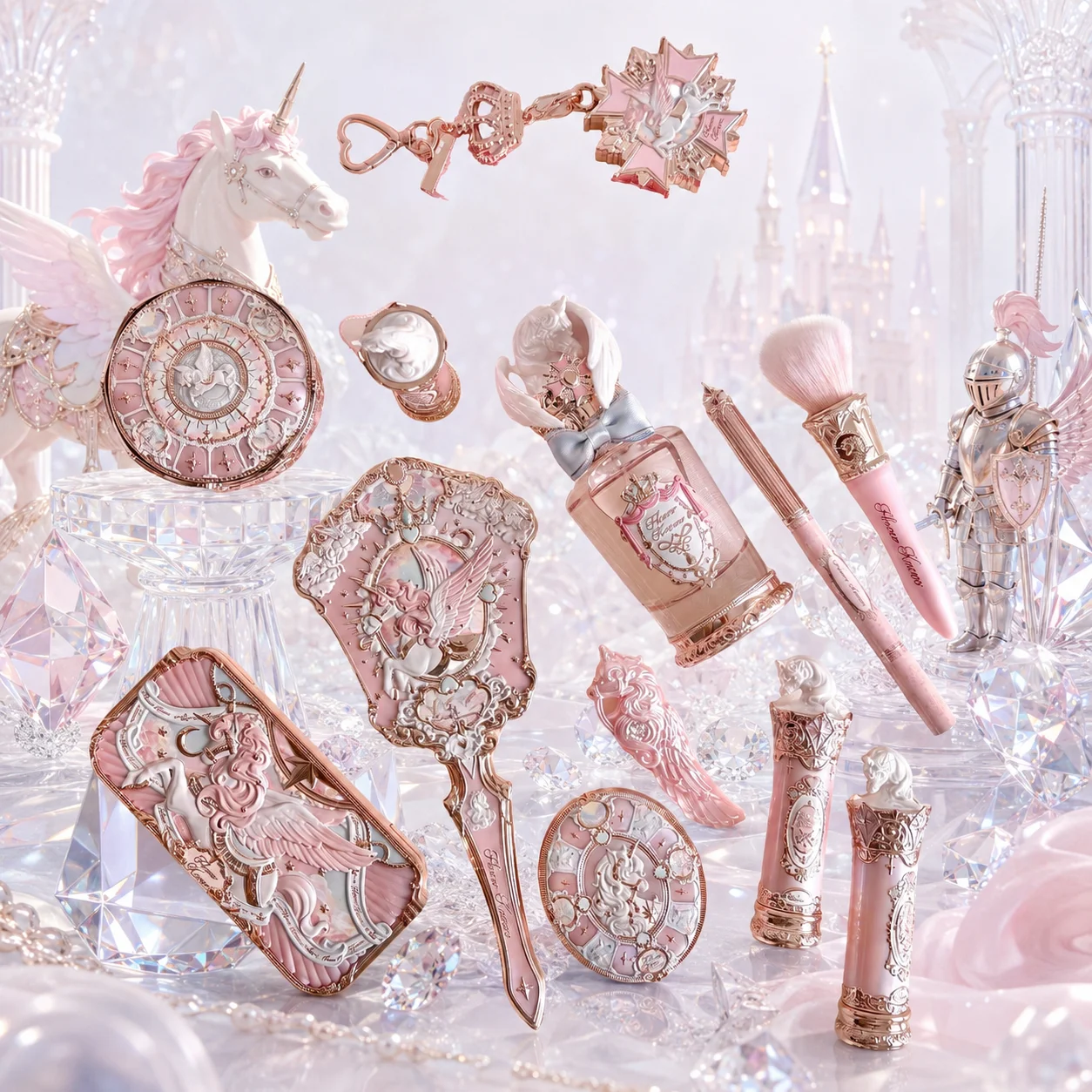 Flower Knows Knight Unicorn Make Up Set Lidschatten Rouge Lippenstift Loser Puder Fantasy Prinzessin Beauty Kollektion Matt Schimmernd Lang Anhaltende Kosmetik Geschenkset