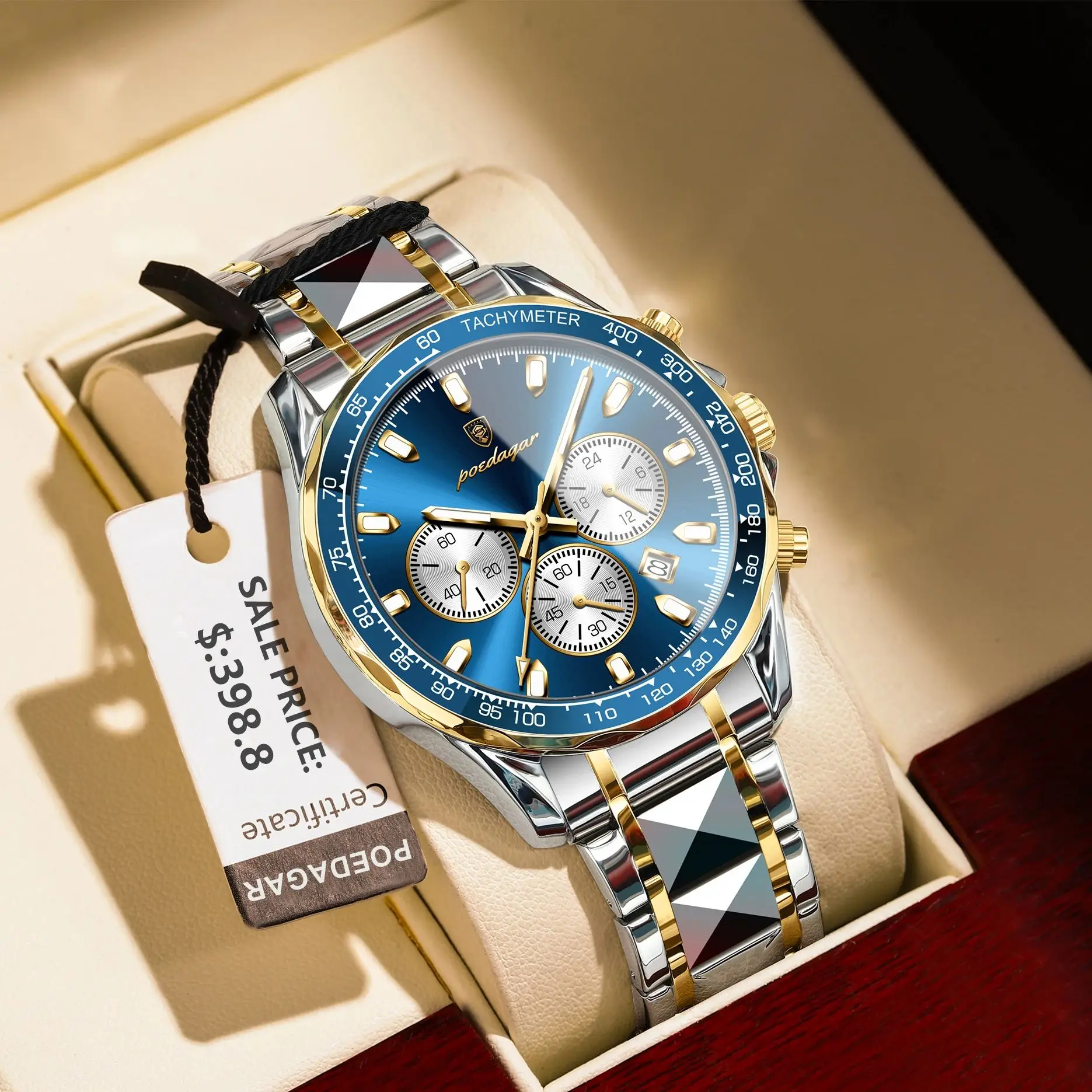 POEDAGAR Luxus Männer Quarzuhr Wasserdicht Leucht Datum Chronograph herren Uhren Mode Edelstahl Mann Armbanduhr Reloj Image