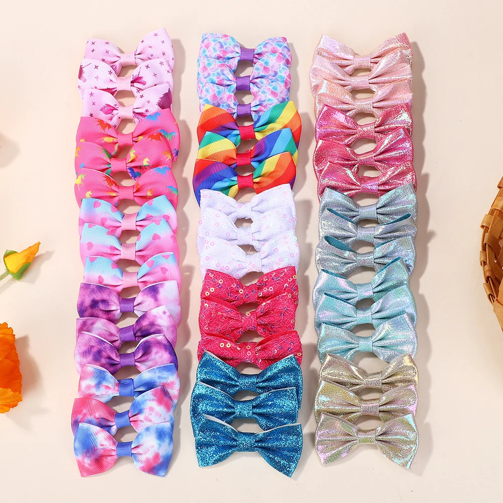40 Stücke Mädchen Glitter Zufällige Farbe Bowknot Haarnadeln Prinzessin Farbverlauf Kopfschmuck Party Haarschmuck Großhandel Image