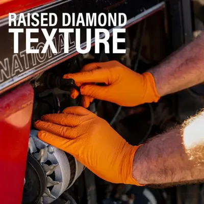 10/30/50PCS Orange Nitrile Gloves Disposable 8mil Heavy Duty Industrial Diamond Textured Grip Gloves Mechanic Safety Work Gloves