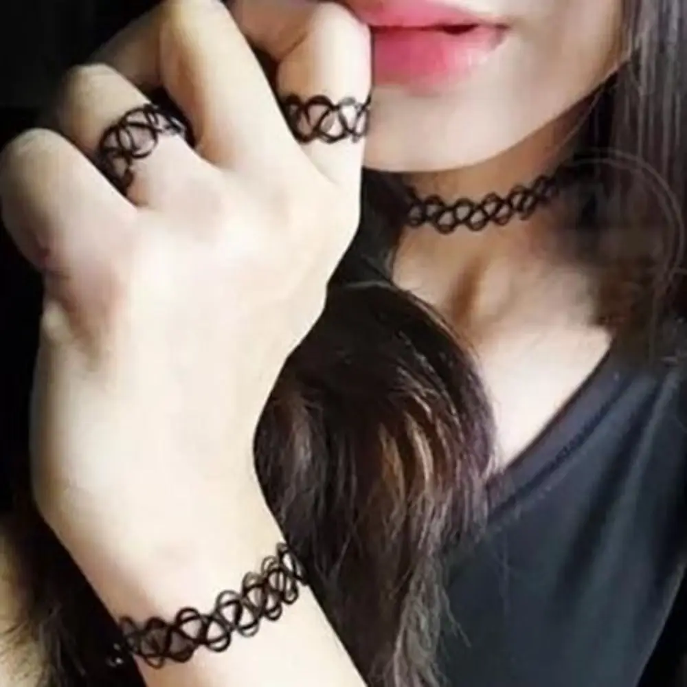 Hochwertige Halsreif mehrfarbige Halskette Retro Stretch Tattoo Choker Halskette Stretch elastische Tattoo Choker Modeschmuck Image