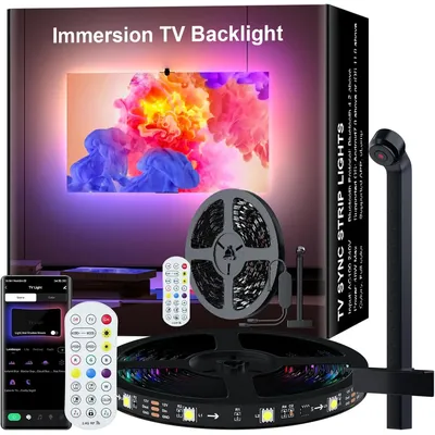 TV LED Screen Backlight with Camera Sensor RGBIC Strip Lights for 45-65 inch PC TV Monitor Smart App Music Sync TV Behind Lights