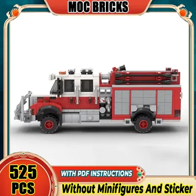 Brandbekämpfungsfahrzeug Moc Bausteine 4x4 Bürste Feuerwehrauto Modell Technologie Ziegel DIY Montage Konstruktionsspielzeug HolidayGift Image