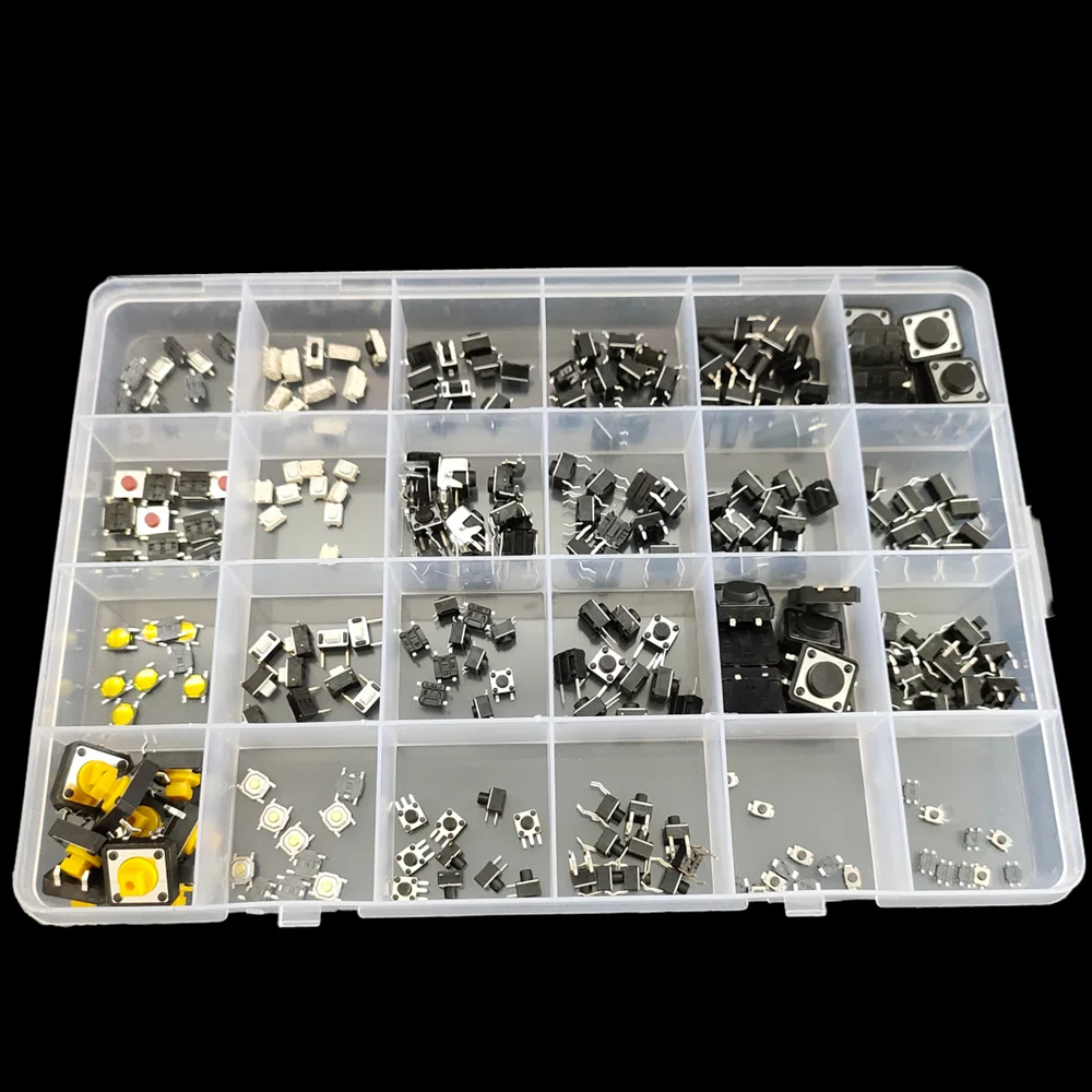 240 teile/schachtel Mikroschalter Verschiedene Push Button Tact Schalter Reset 24 Arten Mini Blatt Schalter SMD DIP 2*4 3*6 4*4 6*6 Diy Kit Image