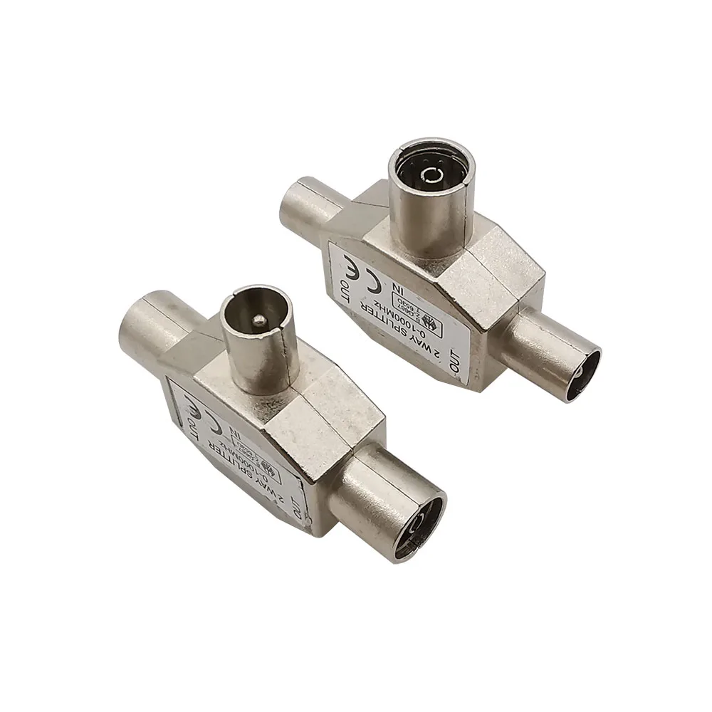 1Pcs 2-Weg Splitter TV Stecker Buchse Antenne Koaxial Signal Verteiler Stecker T-Form TV kabel Antennen Splitter Image