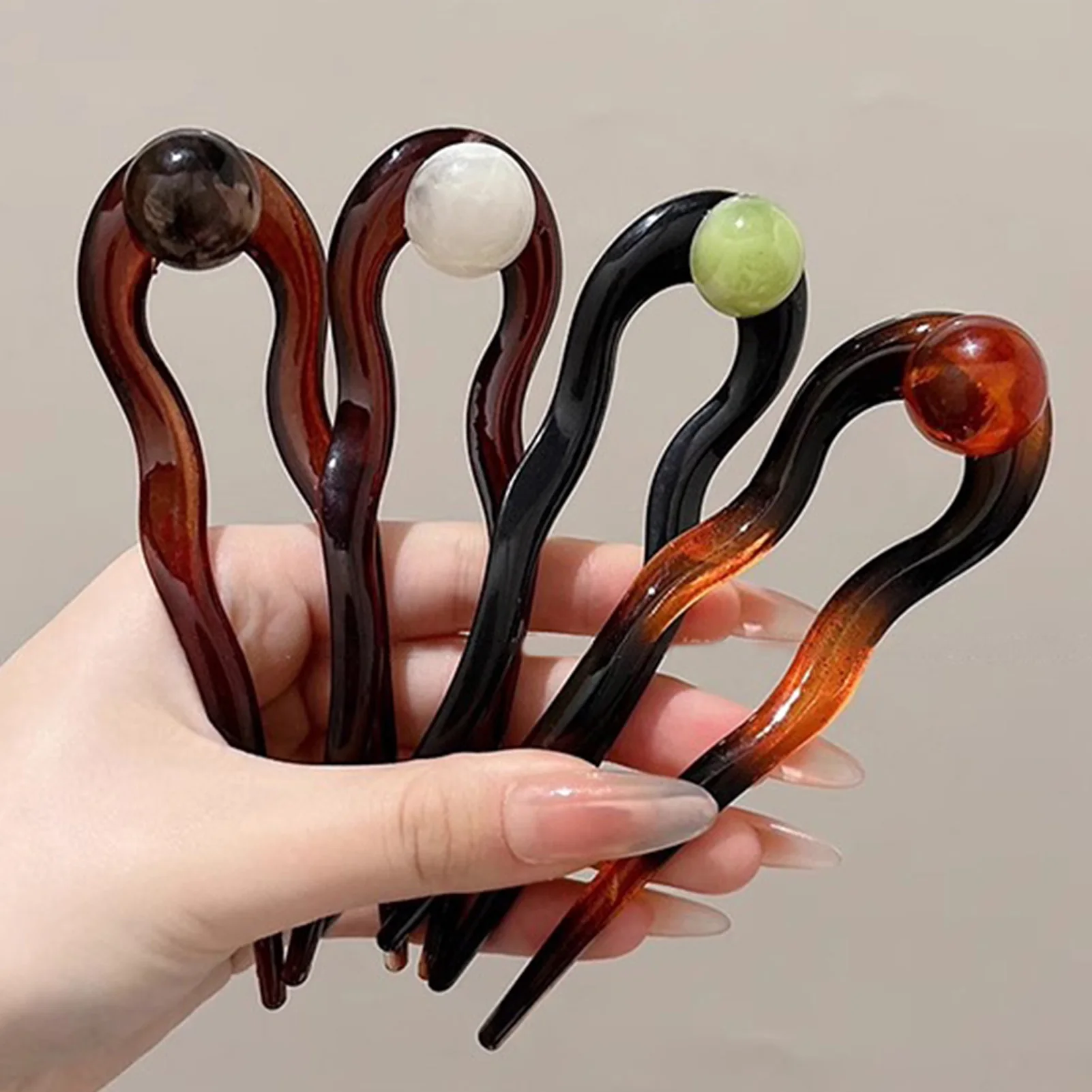 U-förmige Haar Sticks Gabeln Einfache Mode Frauen Pferdeschwanz Halter Haarnadeln Seite Clips Elegante Dame Haar Brötchen Maker Zubehör Image