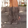Sexy Mittlere Waden Fringe Stiefel Pepe Kappe Cut-out High Heels Quaste Boot Braun Grün Schwarz Wildleder Kleid Schuhe schnalle Sandale Boot