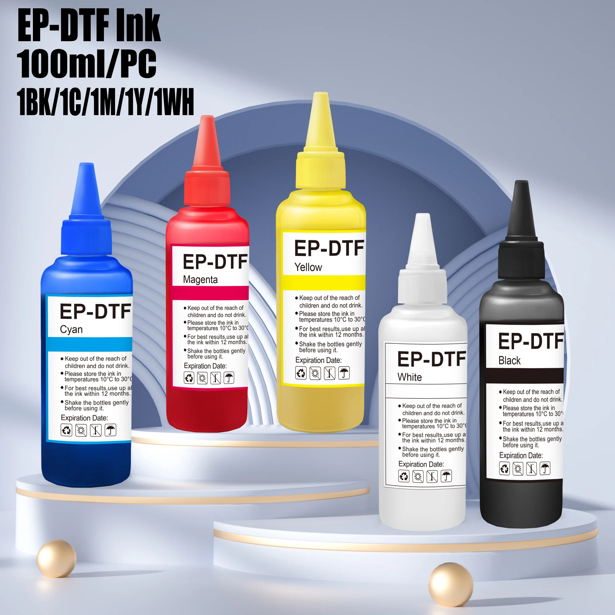 DTF-Tinte, 100 ml, Kompaket, kompatibel mit Druckköpfen, installierte DTF-Drucker L1800 R1390 4800 8550 XP15000 I3200 4720 XP600 TX800 Image