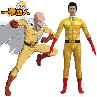 One Punch Man Cosplay Kostüme für Saitama Anime Cosplay Body Superheld Halloween Overalls Outfits Image