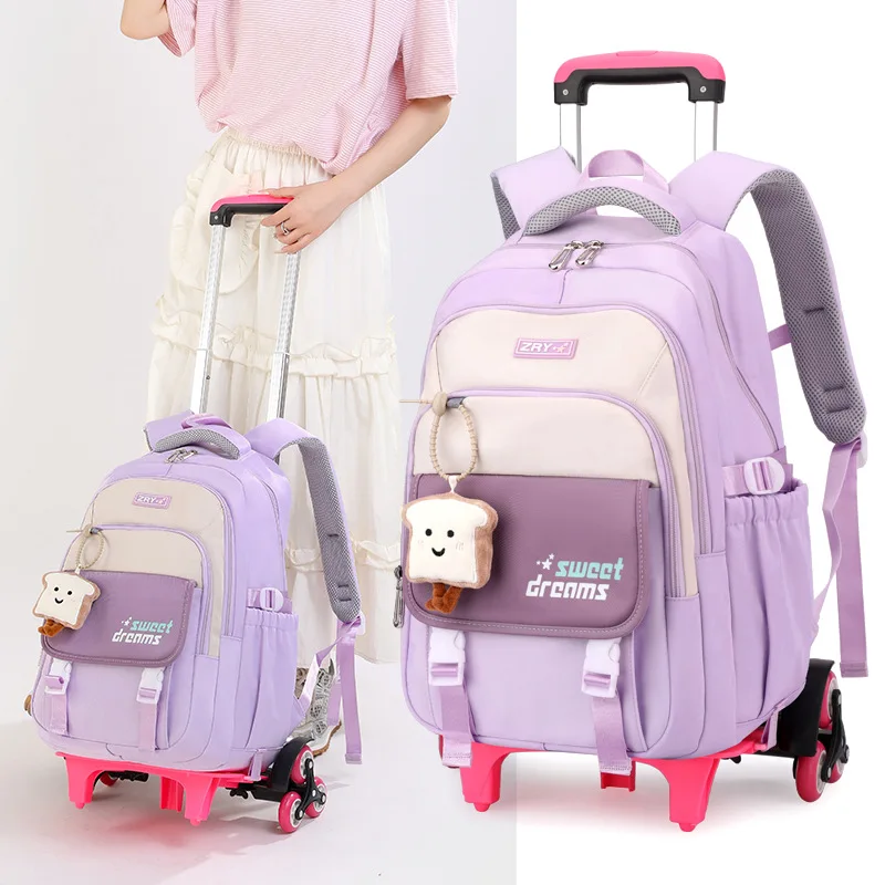 Sacs à dos scolaires à roulettes sacs d'école pour filles sac à roulettes avec roues sac d'école orthopédique étanche sac à dos à roulettes pour étudiant