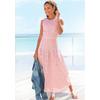 Spitzenkleid BUFFALO, Damen, Gr. 36, N-Gr, lila (mauve), Web, Obermaterial: 100% Baumwolle. Futter: 100% Viskose, unifarben, modisch, figurumspielend knöchelfrei, Rundhals, ohne Ärmel, Kleider, in Maxilänge, modische Lochstickerei, elegant, Topseller
