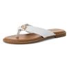 Dianette TAMARIS, Damen, Gr. 39, weiß, Leder, modisch, Schuhe, Zehentrenner, Sommerschuh mit glänzenden Nieten am Sohlenrand