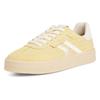 Plateausneaker TAMARIS, Damen, Gr. 42, gelb (hellgelb), Veloursleder, Glattleder, kontrastfarbene Details, Fischgratmuster, sportlich, Schuhe, Freizeitschuh, Halbschuh, Schnürschuh mit gepolstertem Schaftrand