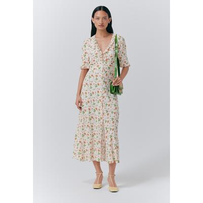 Ghost Saffie Crepe Floral Print Button Through Dress
