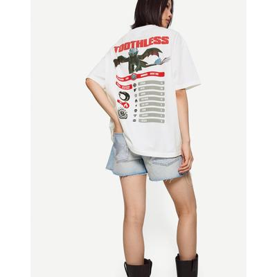 Bershka How To Train Your Dragon Short Sleeve T-Shirt Women Xs Off White
