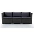 Set di divani da giardino 3 posti in rattan sintetico grigio