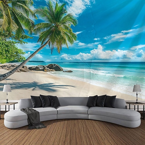 Strand Ozean Kokospalmen Meerblick Sonnenaufgang Landschaft Tapisserie dekorative Kunst Teppich Vorhang hängen Home Schlafzimmer Wohnzimmer Dekoration Image