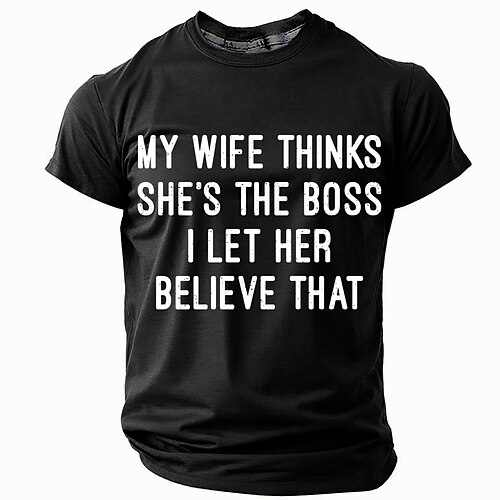 Herren Lustiger Slang Ehefrau T Shirt Kurzarm T-Shirt 3D-Druck Rundhalsausschnitt Hemd Mode Täglich Basic Straße Lässig Täglich Schwarz Rote Blau Sommer Frühling Bekleidung S M L XL XXL XXXL Image