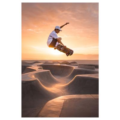 TEMU Skateboarding Canvas Print - Frameless 12x18 Inch Wall Art With Vibrant Sunset Backdrop, Living Room, Office, Decor Image