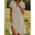 Damen Midikleid Wickelkleid A Linie Kleid Urlaub Lässig Boho Ausgehen Standard Passform Blumen Grafik Kurzarm V Ausschnitt Weiß Grün Khaki Sommer