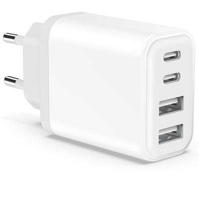 TEMU Usb C Charger, 40w 4 Ports Plug Usb Fast Charger, Multiple Charger With Power Adapter Usb C Fast Charger Usb Power Supply Charger For Iphone 16 15 14 11 Pro Max, Ipad, , Mobile Phones, Travel Image