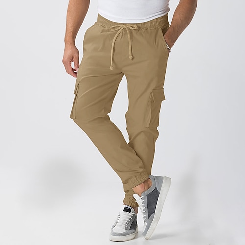 Herren Cargo-Hosen Jogginghose Hose Kordelzug Elastischer Bund Mehrere Taschen Einfach tragbar Outdoor Täglich Campen und Wandern Mode Klassisch Schwarz Weiß Image