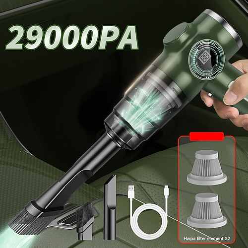 Kabelloser Autostaubsauger, 29000 Pa, starke Saugkraft, tragbarer 5-in-1-Handstaubsauger mit Nass- und Trockenfunktion und doppeltem Verwendungszweck, mit Aufsätzen Image