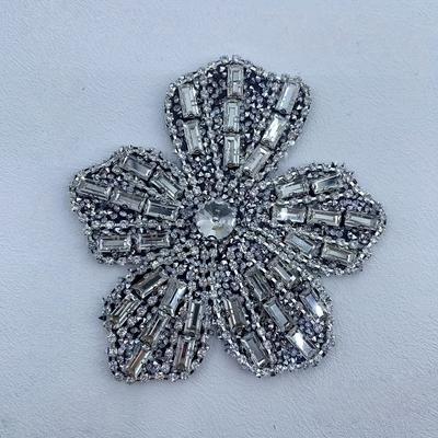 TEMU 1pc Of Handmade Rhinestone Tree Glass Five-petal Flower, Suitable For Dress Stage Costumes And Headpiece Decorations. Image