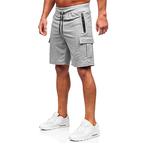 Herren Sportliche Shorts Sweat-Shorts Shorts Sommershorts Tasche Kordelzug Elastischer Bund Einfach Komfort Atmungsaktiv Kurz Outdoor Sport Klassisch Lässig Schwarz Hellgrau Mikroelastisch Image