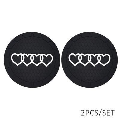 TEMU Love Heart Shaped Car Anti Slip Mat Coaster Cup Car Water Cover Slot Decorate Interior Accessories Auto Styling,for Gift Image