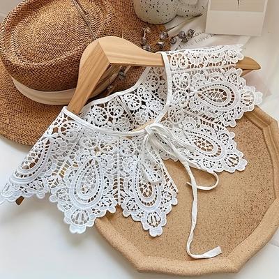 TEMU 1pc Women's Shawl With Fake Collar, Dickey Collar, Detachable And Adjustable Peterpan Fake Collar, Shirt Collar,, Breathable, Casual And Comfortable, Suitable For Wearing Clothes Image