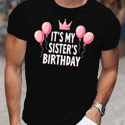 TEMU My Birthday, Print T-shirt, Men's Tees, Casual Short-sleeve Shirt For Summer. Image