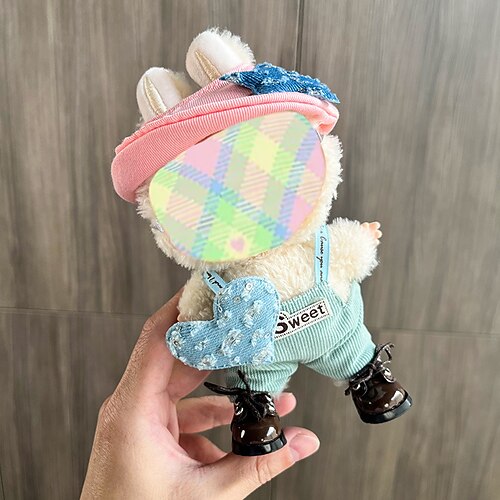Kleidung für Labubu 17 cm, Kleidungsset für Labubu-Puppe, Hut, Kleidung, Rucksack für Labubu, stylische, bezaubernde Puppenkleidung, Accessoires (keine Puppe) Image