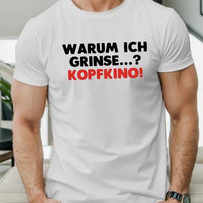 TEMU Men's Funny German Slogan T-shirt, Casual Crew Neck, 100% Polyester Knit Fabric, Stretch, Regular Fit, Geometric Pattern, Summer Top - Black Image
