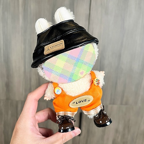 Kleidung für Labubu 17 cm, Kleidungsset für Labubu-Puppe, Hut, Kleidung, Rucksack für Labubu, stylische, bezaubernde Puppenkleidung, Accessoires (keine Puppe)