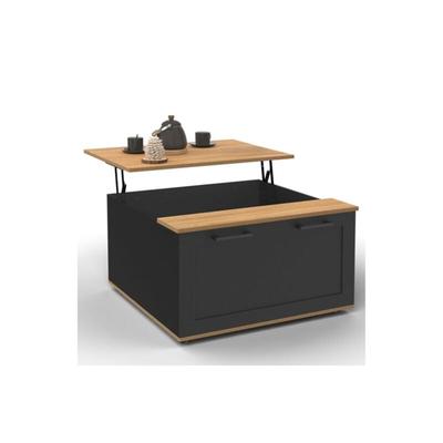 Couchtisch Klapptisch quadratisch vito Holz und Schwarz Image