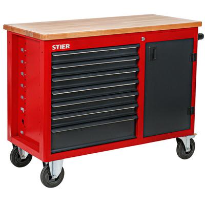 Stier - Fahrbare Werkbank, mit 7 Schubladen und Tür, 925x1120x520 mm, in Dunkelgrau Image