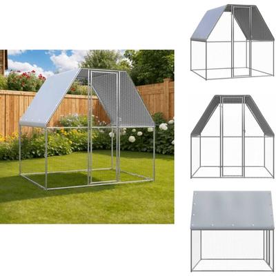 Hühnerkäfig Silbern und Grau 2x2x2 m Verzinkter Stahl - Huhnerhaus - Hühnergehege - Gartenvoliere Image