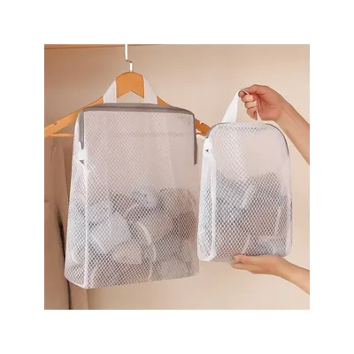 [Space-Saving] Honeycomb Mesh Laundry Bag | Durable Plastic | Zipper, Wall-Mounted,