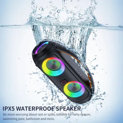 FanFun D16T Portable Bluetooth Speaker, Loud Boombox Speaker with Subwoofer, Powerful Deep Bass