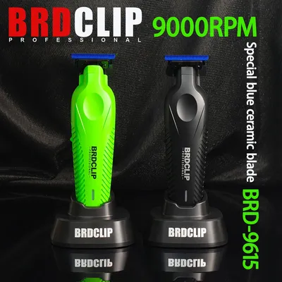 Professional New BRDCLIP BRD-9615 Electric High Motor 9000RPM Hair Trimmer Special Blue Ceramic Blade with Charging Base for Men