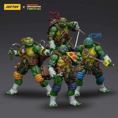 [IN STOCK] JOYTOY TMNT 1/18 Action Figures Raphael Leonardo Donatello Michelangelo 4PCS Model Gift