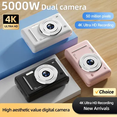 4K Digital Camera 5000W Pixel Retro CCD Portable Card Camera Entry-level Camera Dual Camera Flash 50