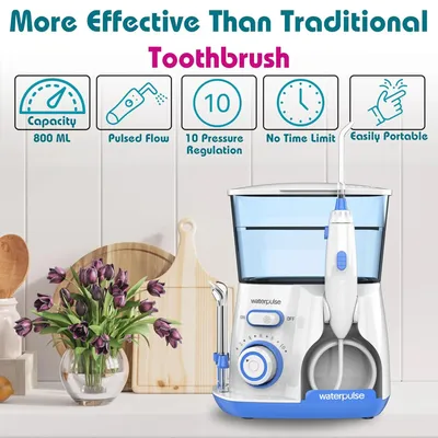 Waterpulse Electric Water Flosser Oral Irrigator, 800ML Large Capacity Dental Water Hygiene Flossing