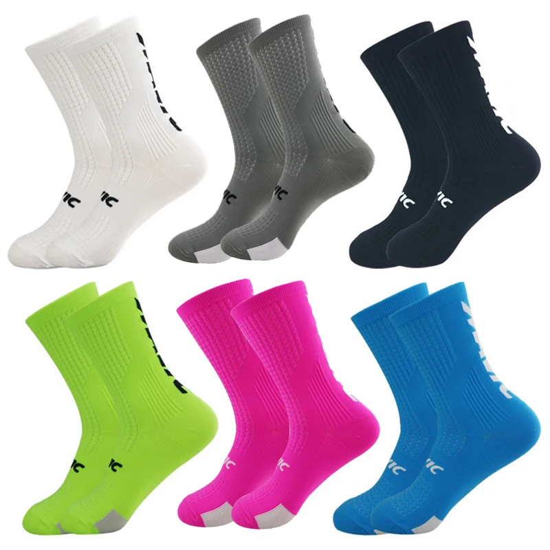 5 Paar Radsocken für Herren, Fahrrad-Sport-Laufsocken, Mittellange Kompressionssocken für Outdoor-Rennen, MTB und Rennrad, Atmungsaktiv Image