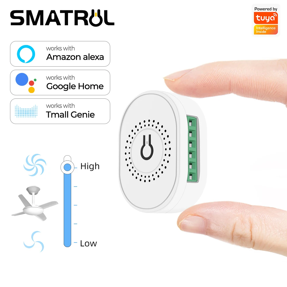 Tuya Wand Licht Schalter 2 Weg Mini WiFi Relais Circuit Breaker Speed Controller Smart Switches Für Fan Arbeit Mit Alexa Google hause Image