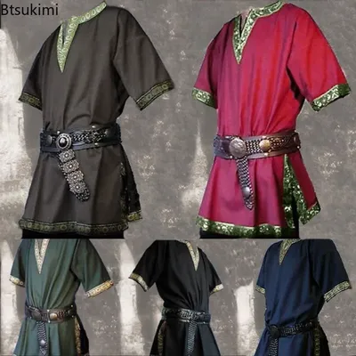 Neue 2025, Renaissance-Kostüme für Männer, Nobles Cool Viking Nobles Knights Warriors, Halloween-Rollenspielkostüme ohne Gürtel Image