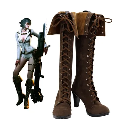 DMC4 Lady Cosplay Stiefel Braun High Heel Leder Benutzerdefinierte Größe Halloween Party Kostüm für Image