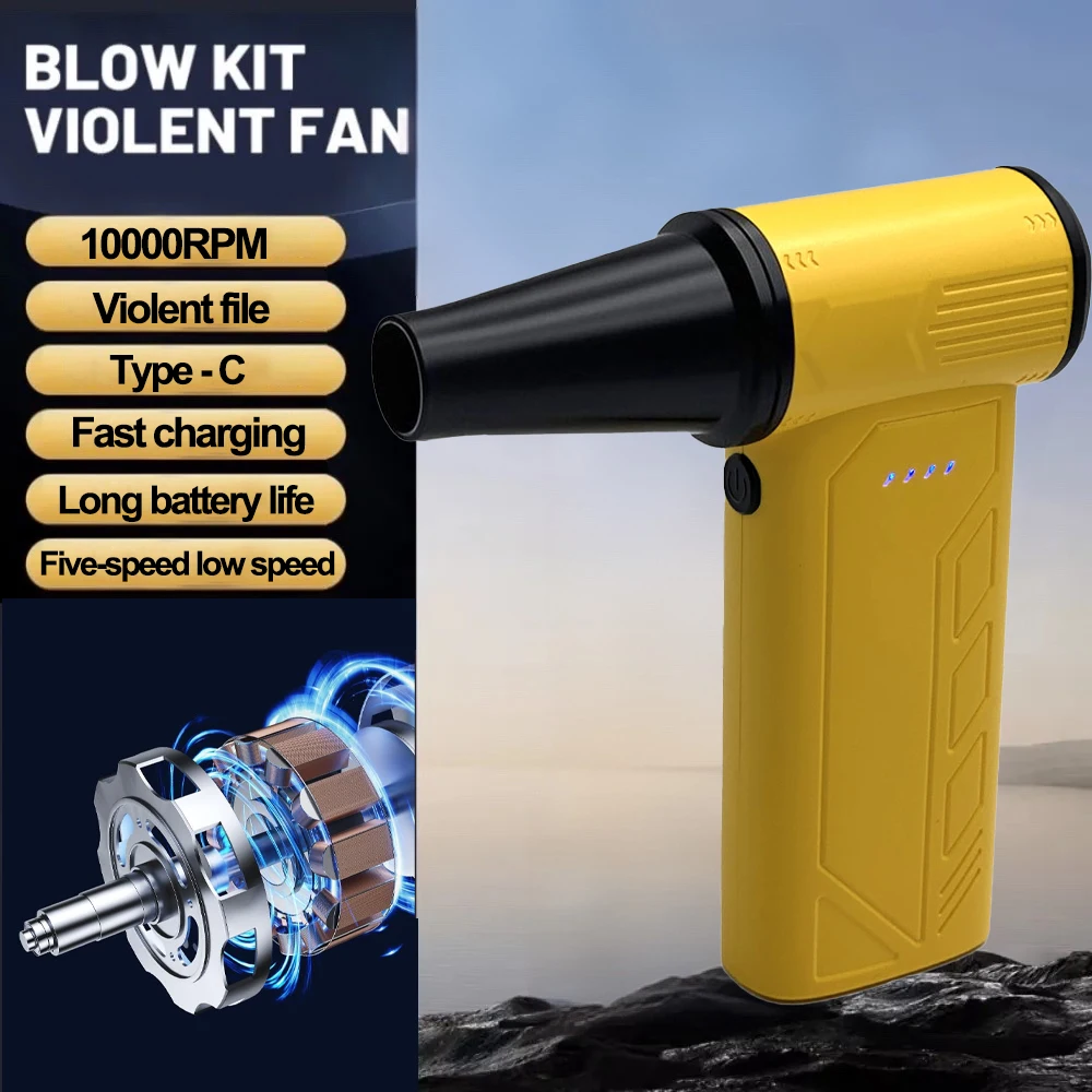 Violent und leistungsstarkes Gebläse mit 100.000 U/min, Staubsauger, Typ C, Aufladung, starke Winde, 53 m/s, bürstenloser Turbo-Jet-Gebläse, neu Image